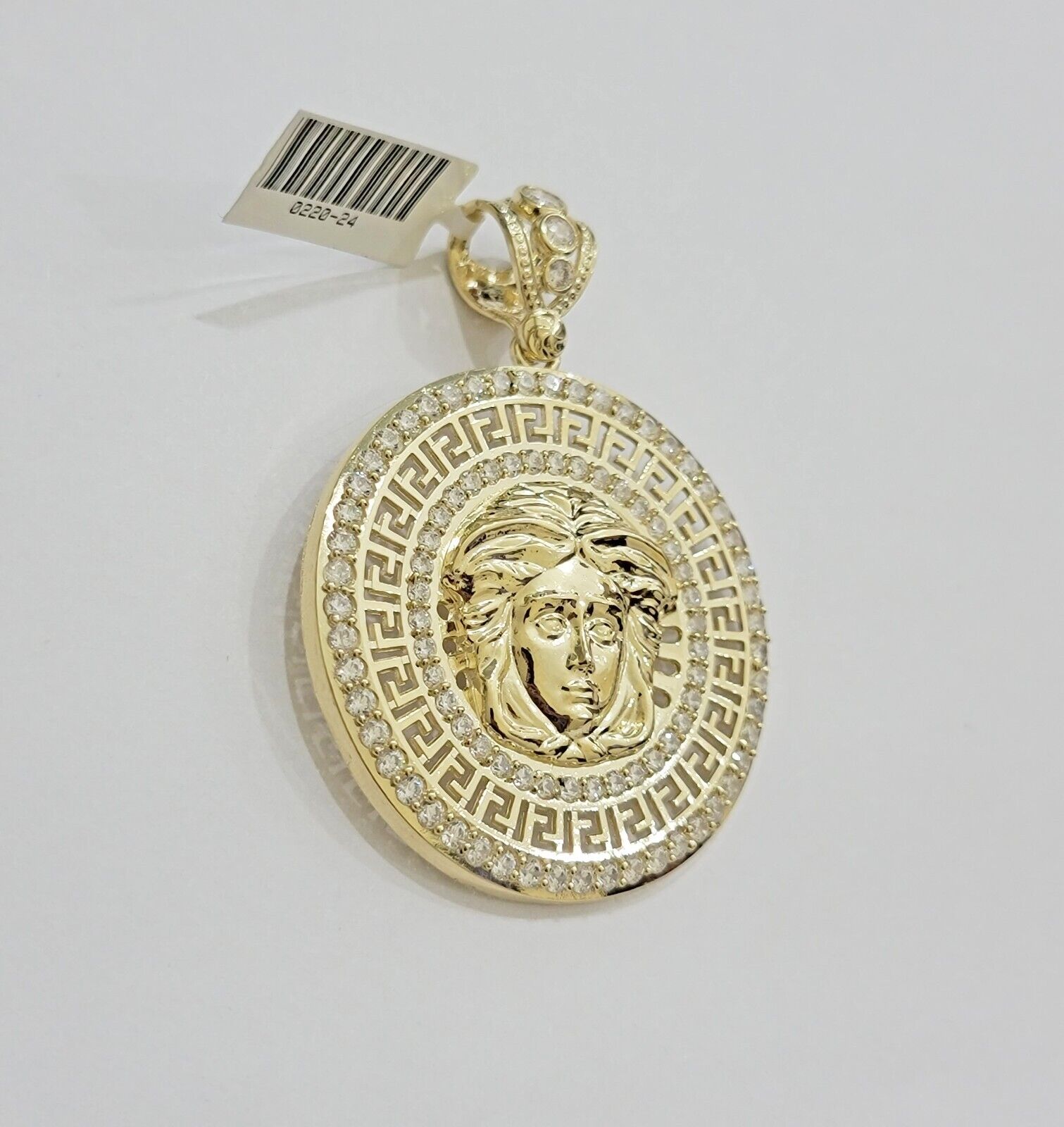 Real 10k Yellow Gold Medusa Head Charm Pendant 2.25" With Stones 10kt for Chain - GoldenlinQ