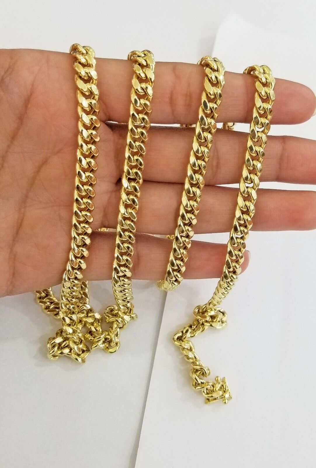 Real 10k yellow Gold Men Necklace chain 7mm 20" Miami Cuban Chain Box Lock - GoldenlinQ