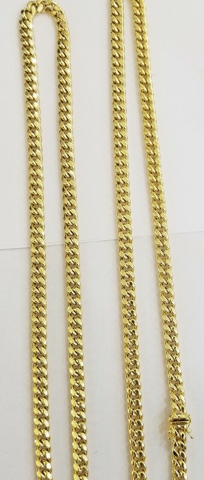 Real 10k yellow Gold Men Necklace chain 7mm 20" Miami Cuban Chain Box Lock - GoldenlinQ
