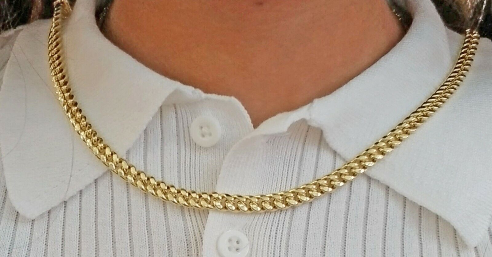 Real 10k yellow Gold Men Necklace chain 7mm 20" Miami Cuban Chain Box Lock - GoldenlinQ