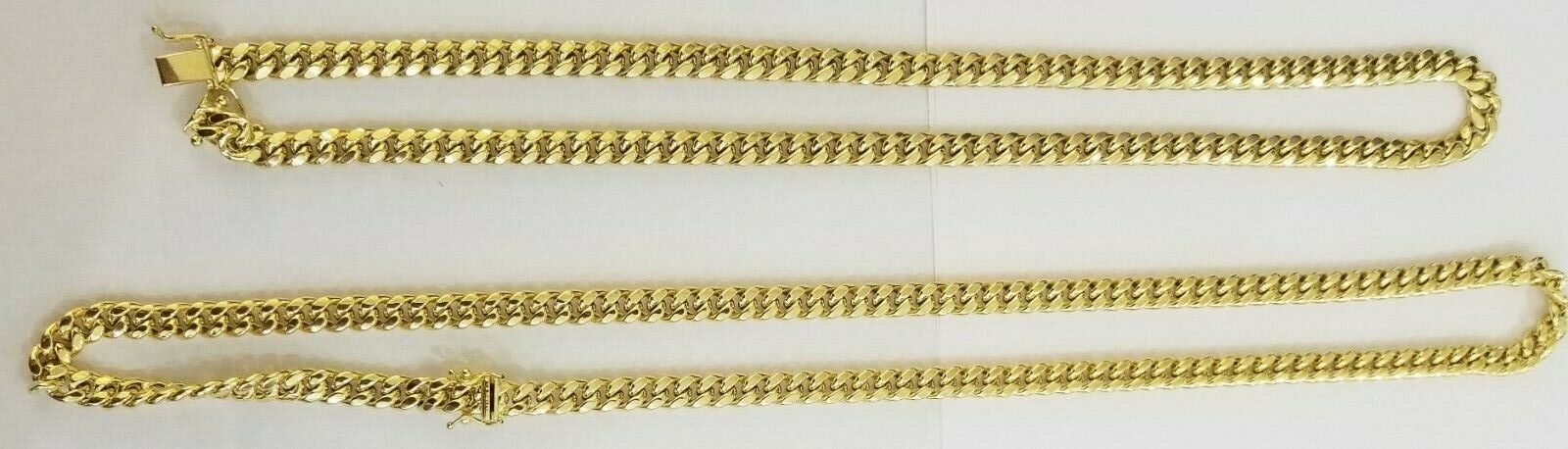 Real 10k yellow Gold Men Necklace chain 7mm 20" Miami Cuban Chain Box Lock - GoldenlinQ