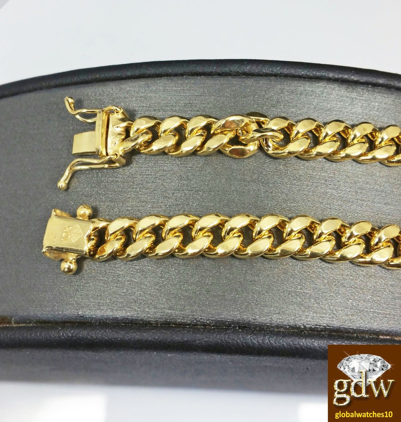 Real 10k yellow Gold Miami Cuban Bracelet 9" Inch 7mm Box Lock Unisex - GoldenlinQ