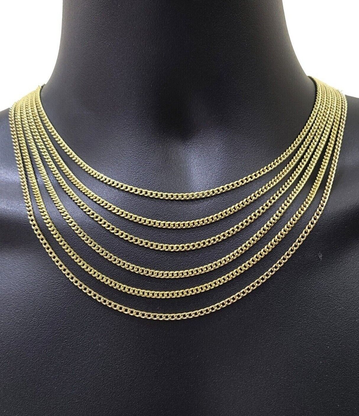 Real 10K Yellow Gold Miami Cuban Chain 3mm Necklace 18 - 30'' Inches Lobster 10kt - GoldenlinQ