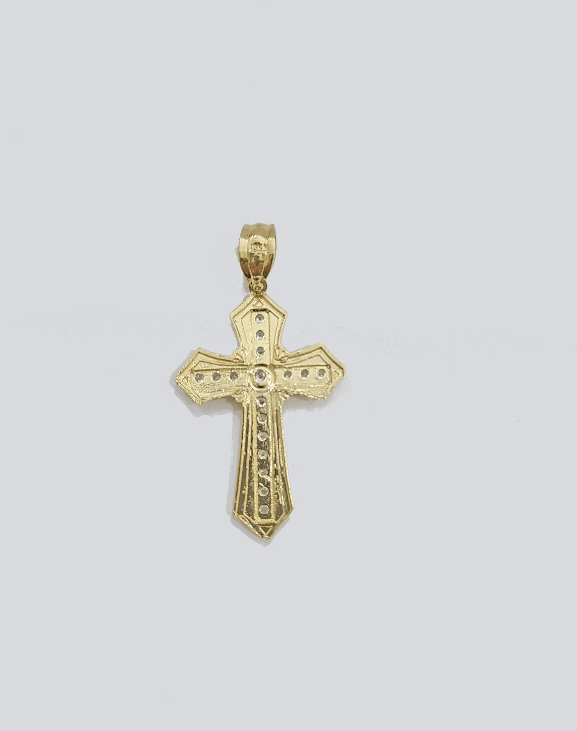 Real 10k Yellow Gold Miami Cuban Chain 5mm 18" inch Necklace Jesus Cross Charm - GoldenlinQ