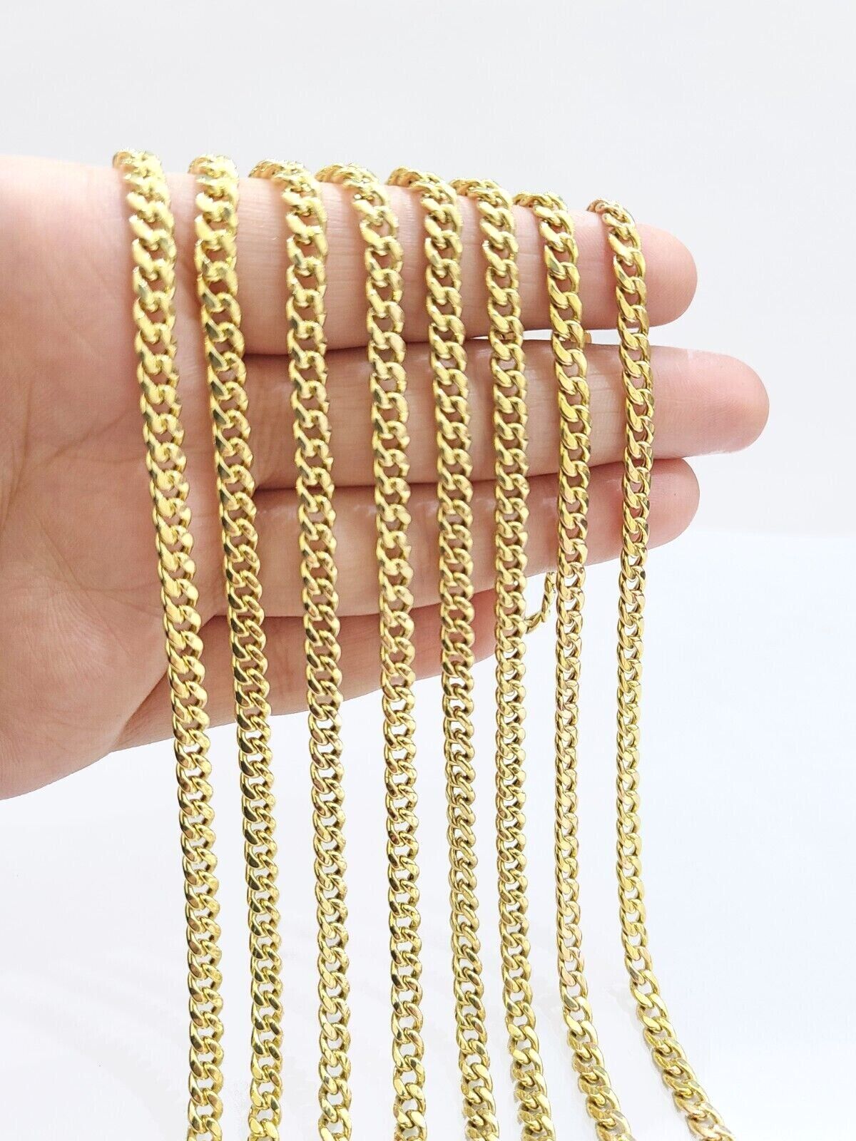 Real 10K Yellow Gold Miami Cuban Chain 5mm Necklace 18 - 28'' Inches Lobster 10kt - GoldenlinQ