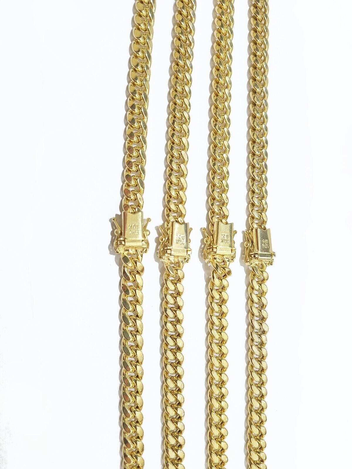 Real 10K Yellow Gold Miami Cuban Chain 6mm Necklace 20 - 30'' Inches Box 10kt - GoldenlinQ