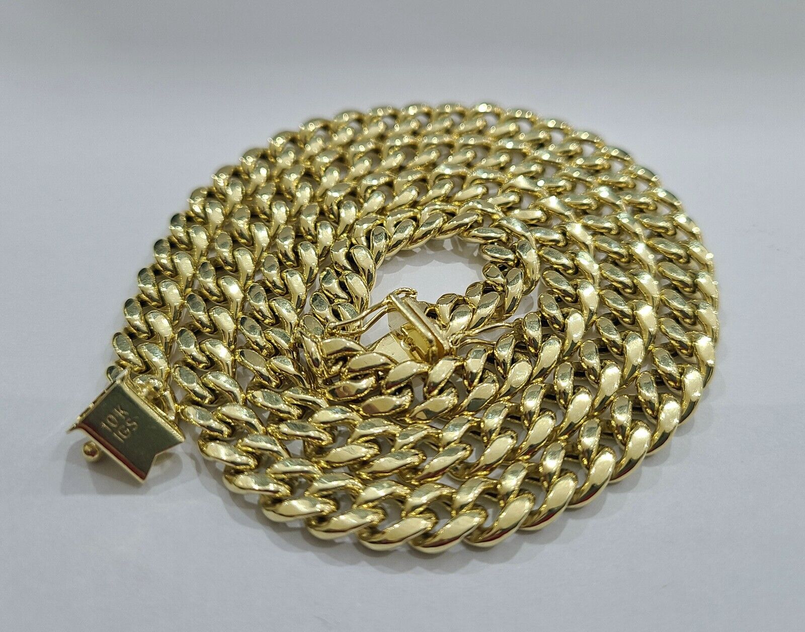 Real 10k Yellow Gold Miami Cuban Chain 7mm Necklace 18'' - 28'' inch 10kt Unisex - GoldenlinQ