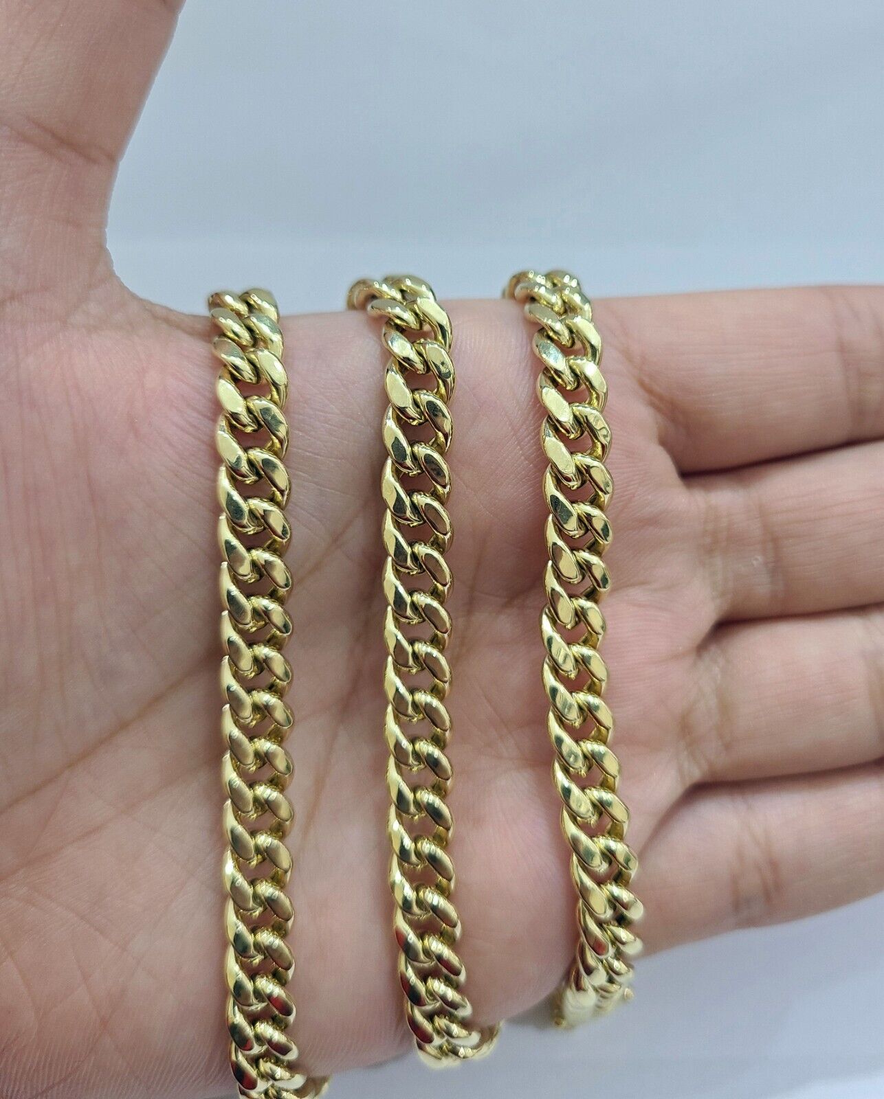 Real 10k Yellow Gold Miami Cuban Chain 7mm Necklace 18'' - 28'' inch 10kt Unisex - GoldenlinQ
