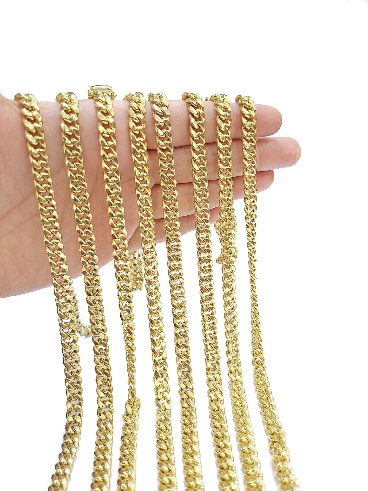 Real 10K Yellow Gold Miami Cuban Chain 7mm Necklace 20 - 30'' Inches Box 10kt - GoldenlinQ