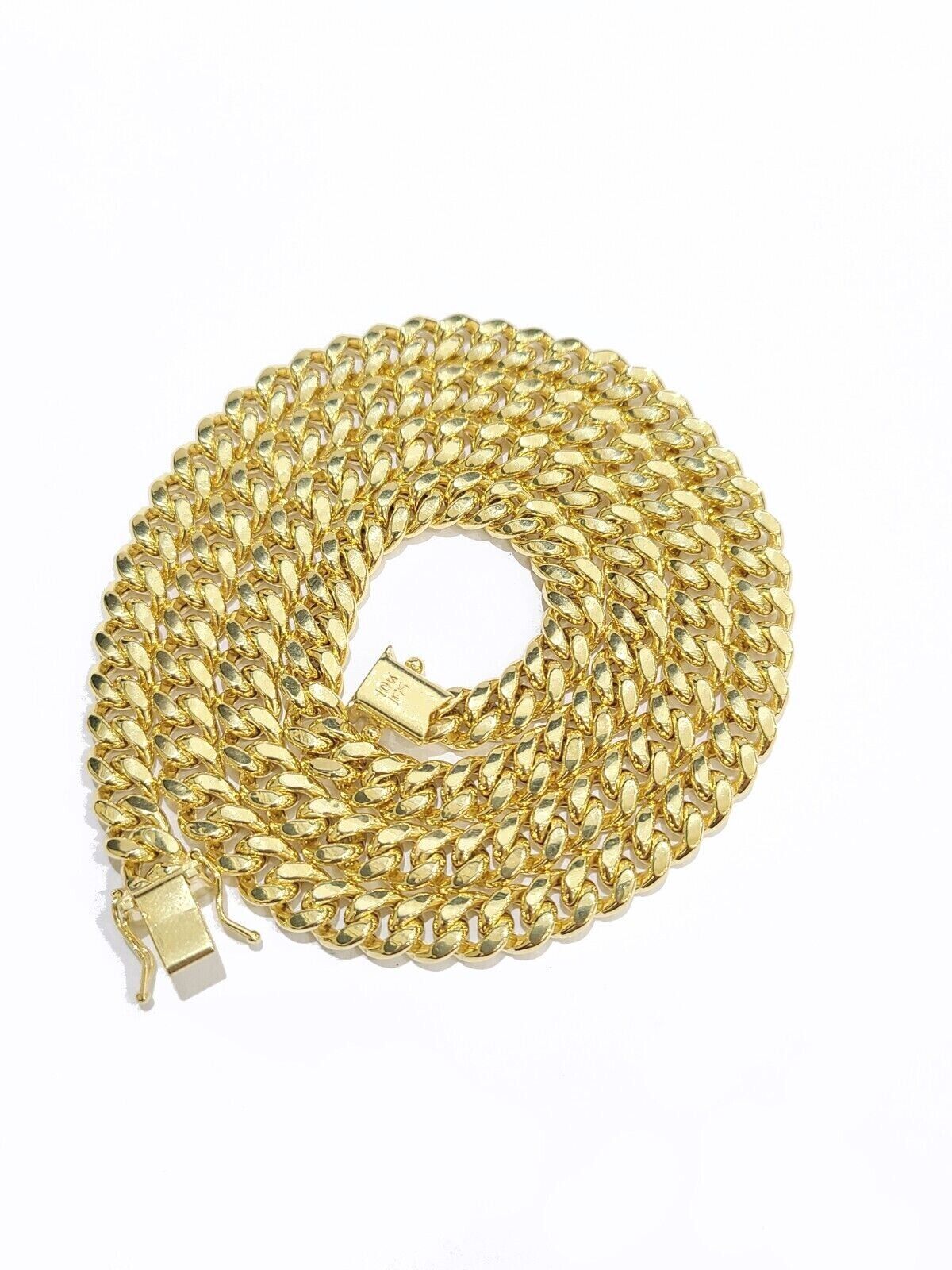 Real 10K Yellow Gold Miami Cuban Chain 8mm Necklace 18 - 30'' Inches Box 10kt - GoldenlinQ
