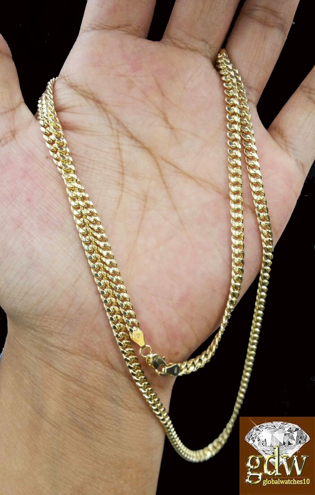 Real 10k Yellow Gold Miami Cuban Chain Necklace 20" 22" 24" 26" Inch Men Women - GoldenlinQ