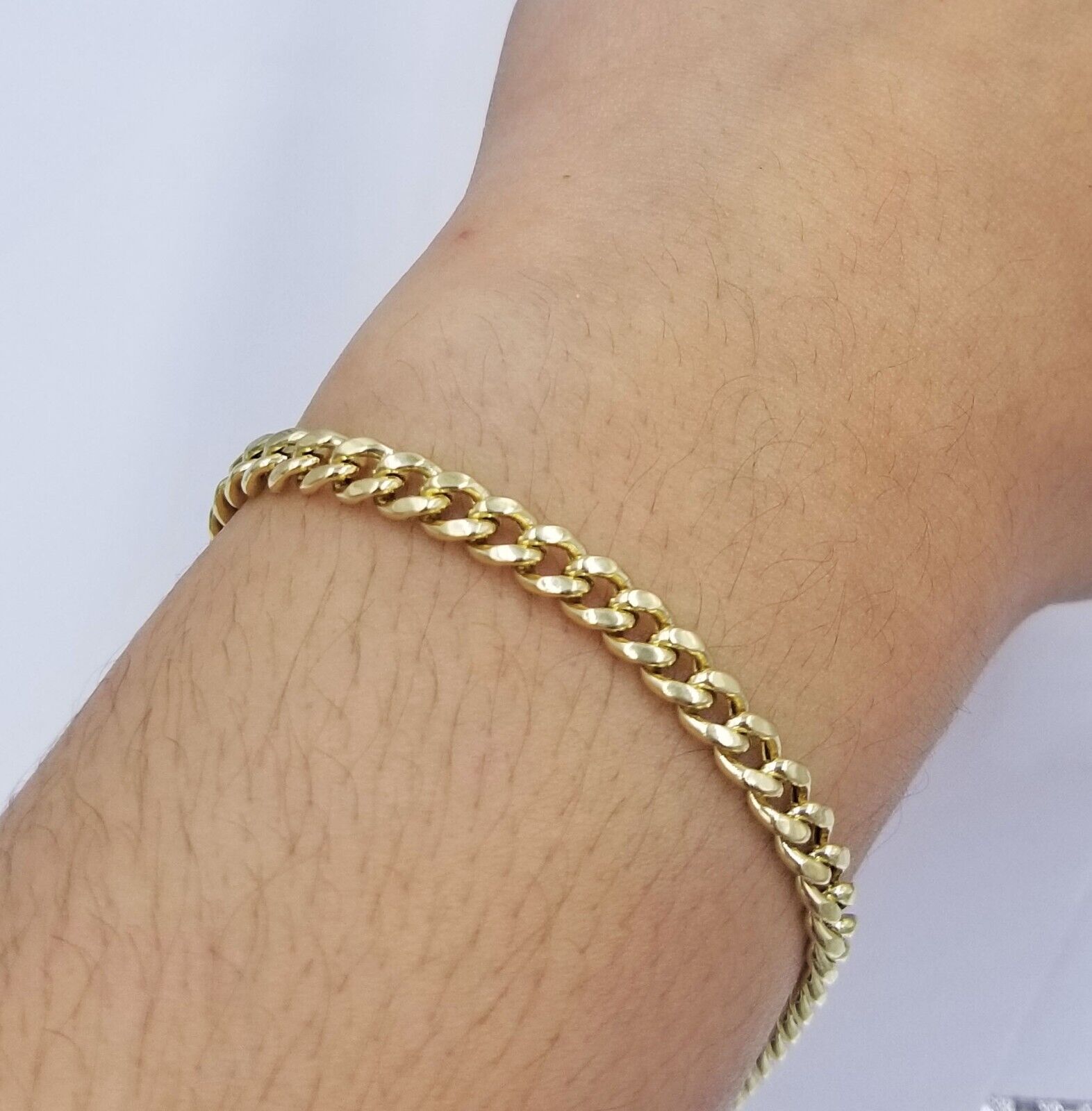 Real 10k Yellow Gold Miami Cuban Link 4mm Bracelet 8" Men Women 10kt - GoldenlinQ
