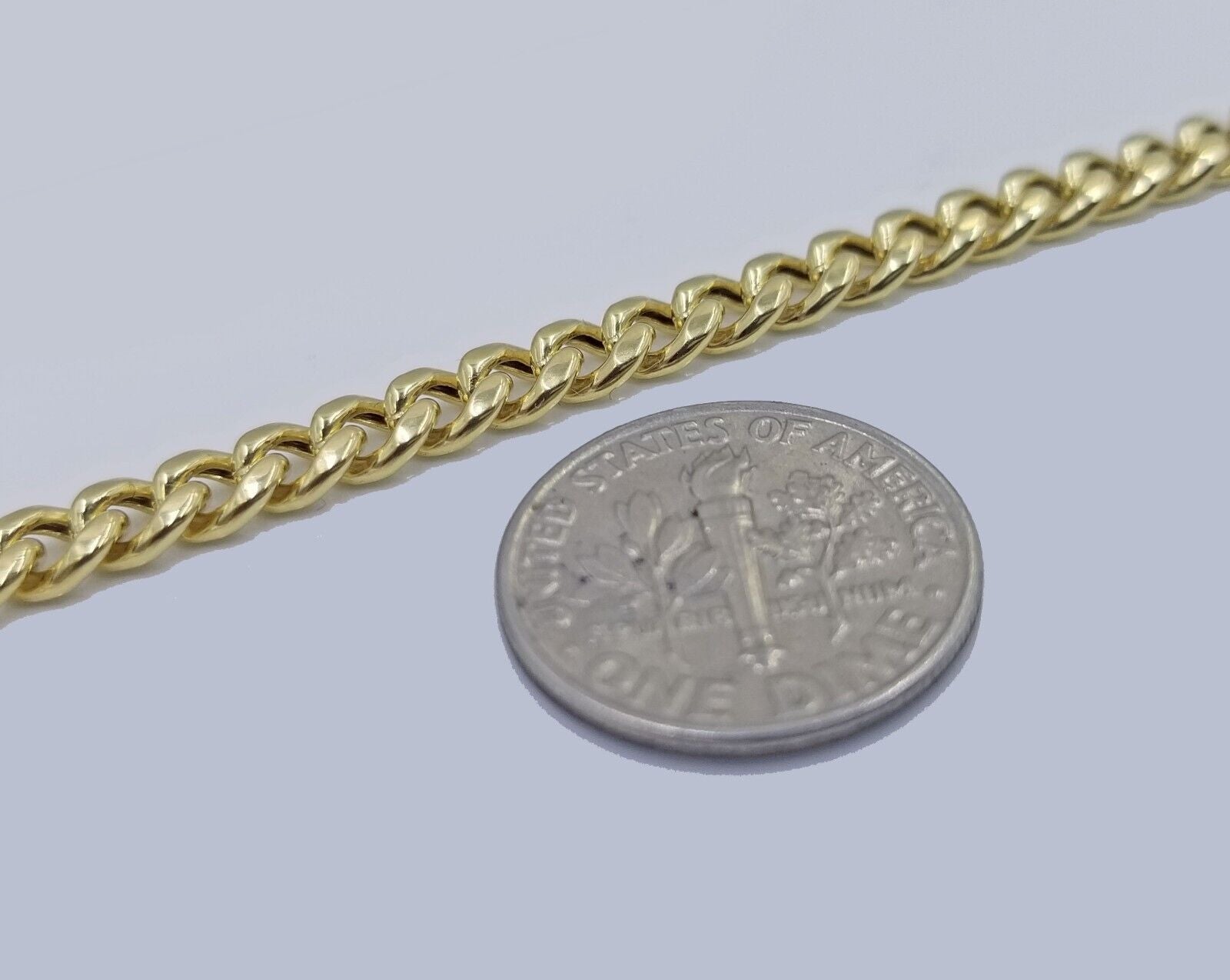 Real 10k Yellow Gold Miami Cuban Link 4mm Bracelet 8" Men Women 10kt - GoldenlinQ