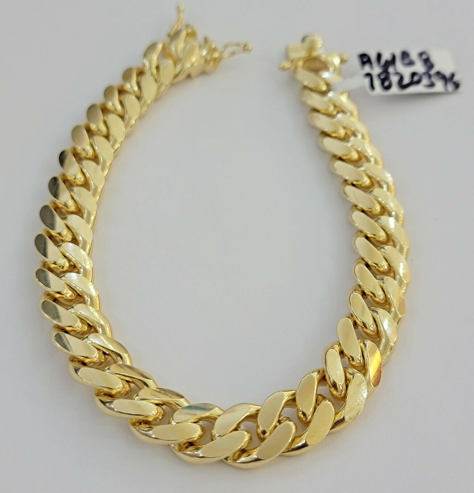 Real 10K Yellow Gold Miami Cuban Link Bracelet 11mm "9, Men's 10kt Strong SOLID - GoldenlinQ