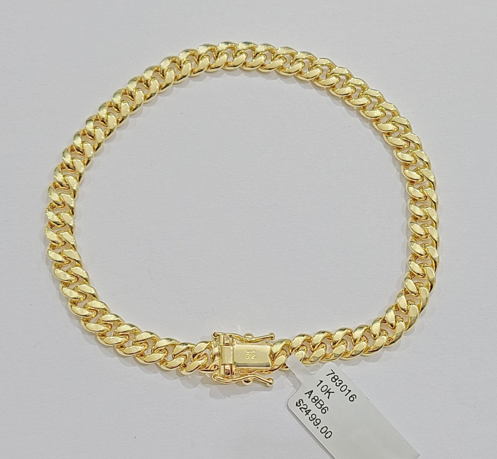 Real 10k Yellow Gold Miami Cuban Link Bracelet 9" inch 6mm 10kt Box Lock Men - GoldenlinQ