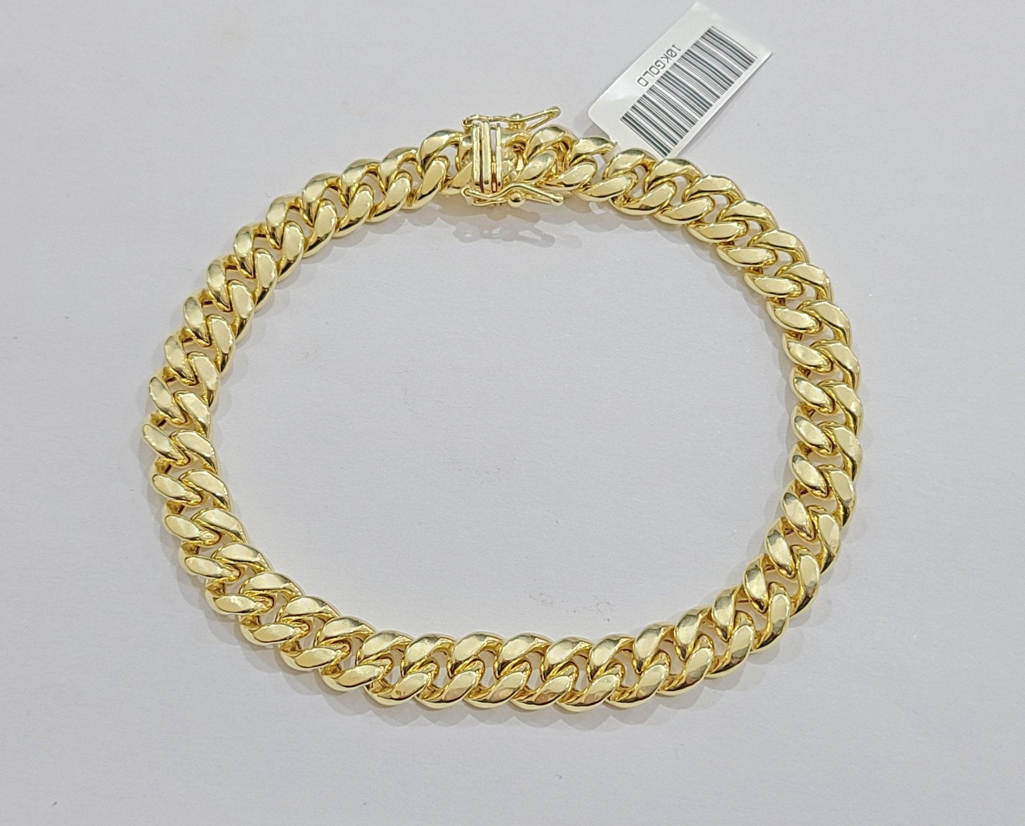 Real 10k Yellow Gold Miami Cuban Link Bracelet 9" inch 8mm 10kt Box Lock Men - GoldenlinQ