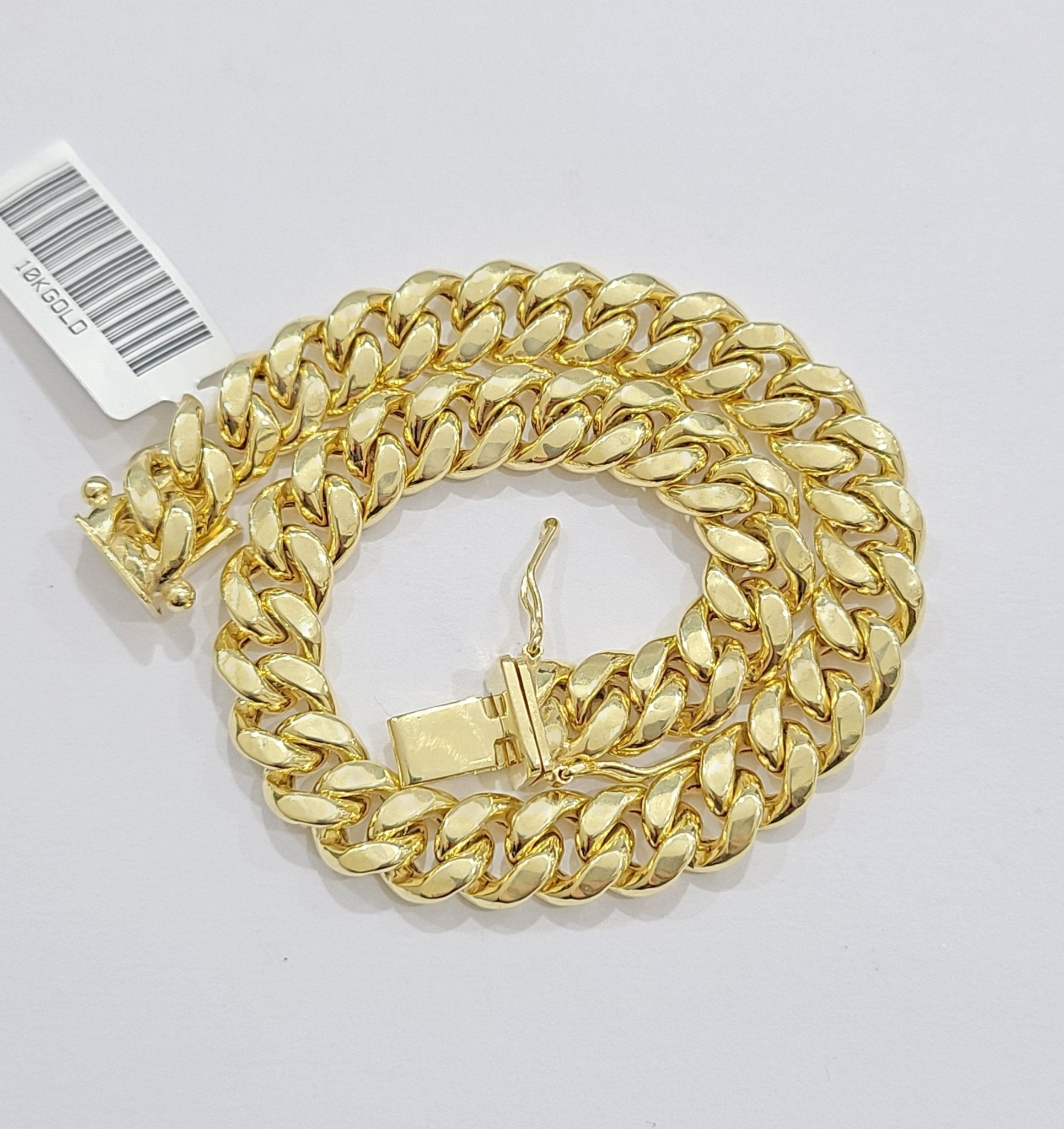 Real 10k Yellow Gold Miami Cuban Link Bracelet 9.5" inch 8mm 10kt Box Lock Men - GoldenlinQ