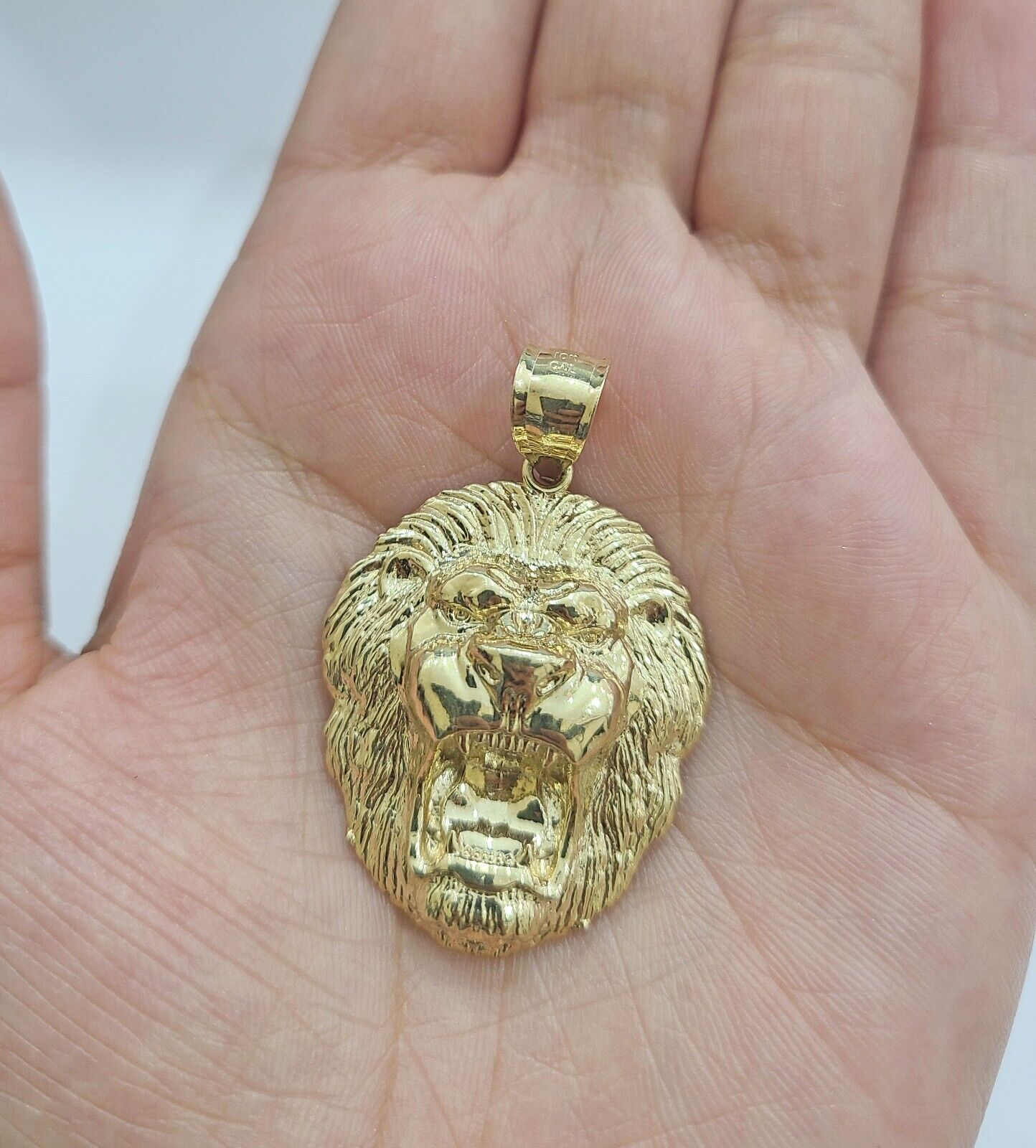 Real 10k Yellow Gold Milano Rope Chain 26'' Necklace Lion Head charm pendant - GoldenlinQ