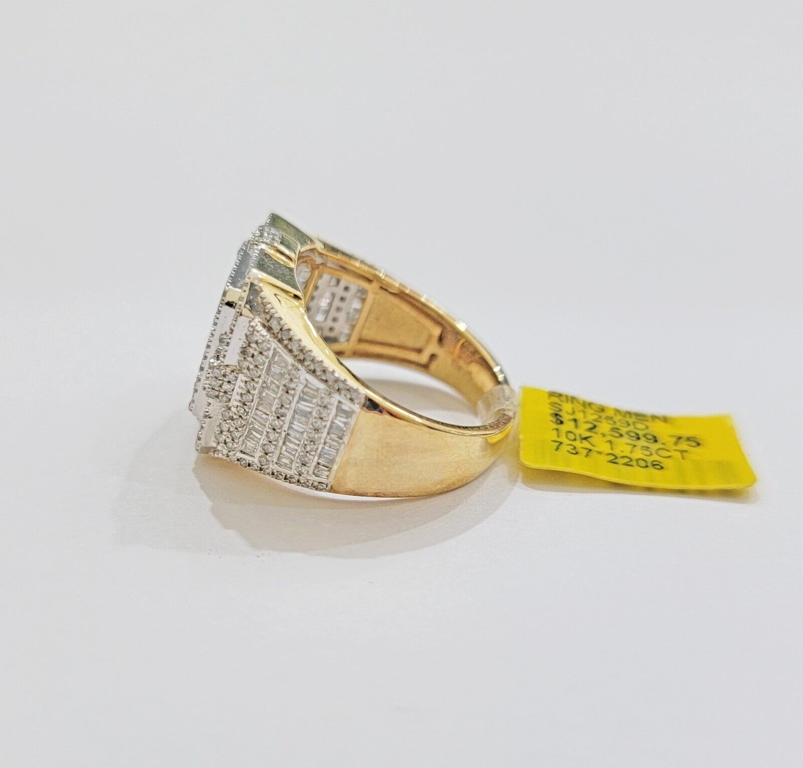 Real 10k Yellow Gold Natural Diamond Men Ring Round Baguette Dia Style Free Ship - GoldenlinQ