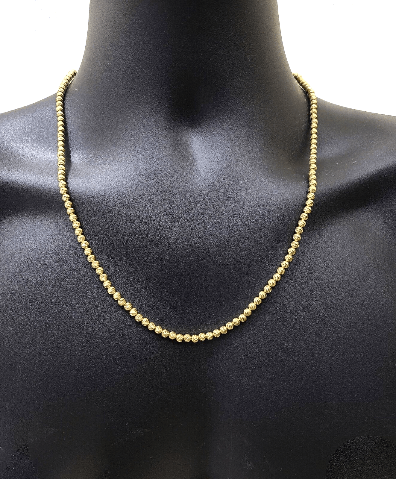 Real 10k Yellow Gold Necklace 4mm Moon Cut Chain 22'' inches Unisex - GoldenlinQ
