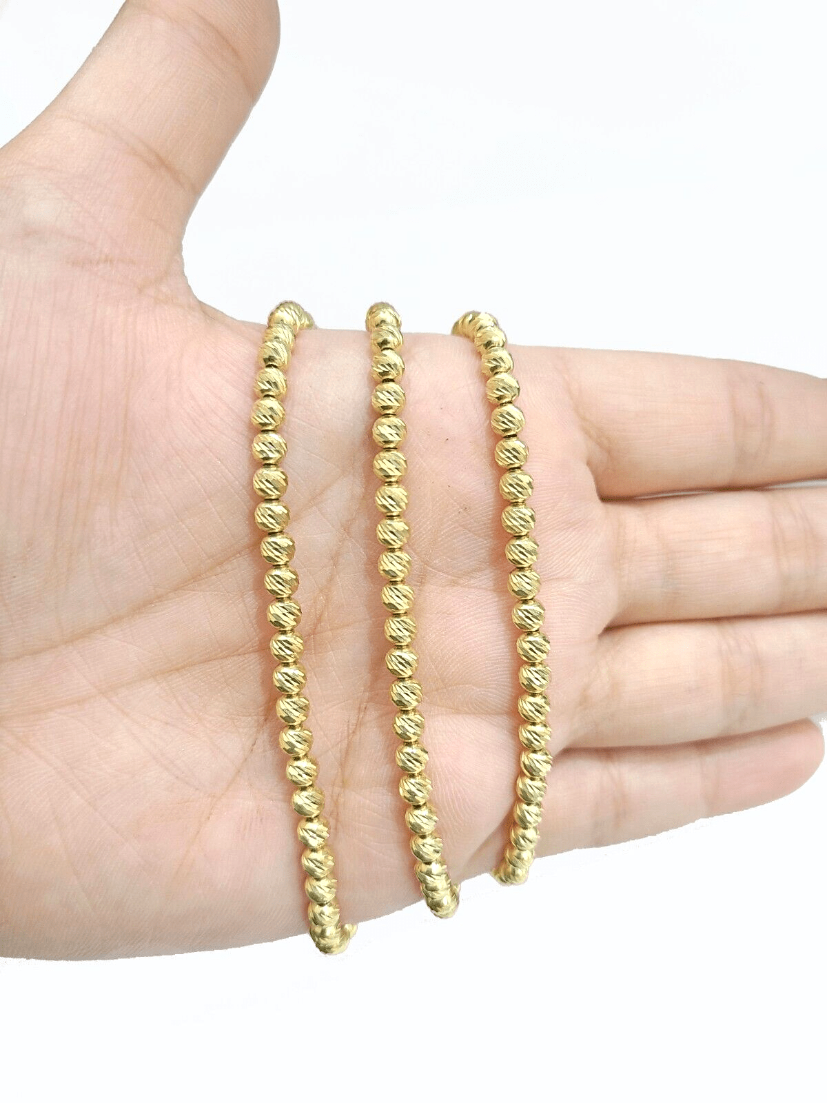 Real 10k Yellow Gold Necklace 4mm Moon Cut Chain 22'' inches Unisex - GoldenlinQ