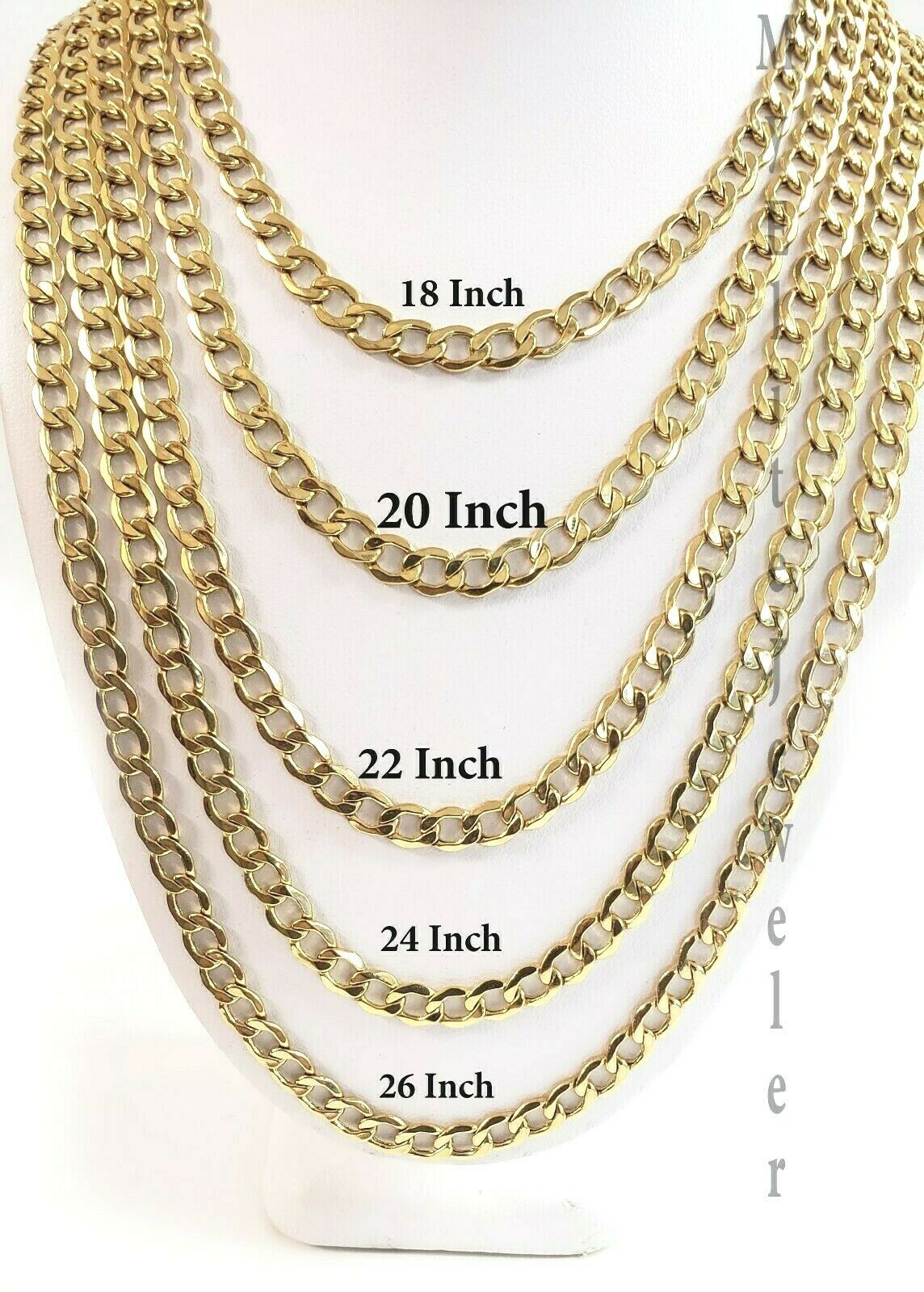 REAL 10k Yellow Gold Necklace 5mm Cuban Curb Link 18" 20" 22 24 26 28 Inch Chain - GoldenlinQ