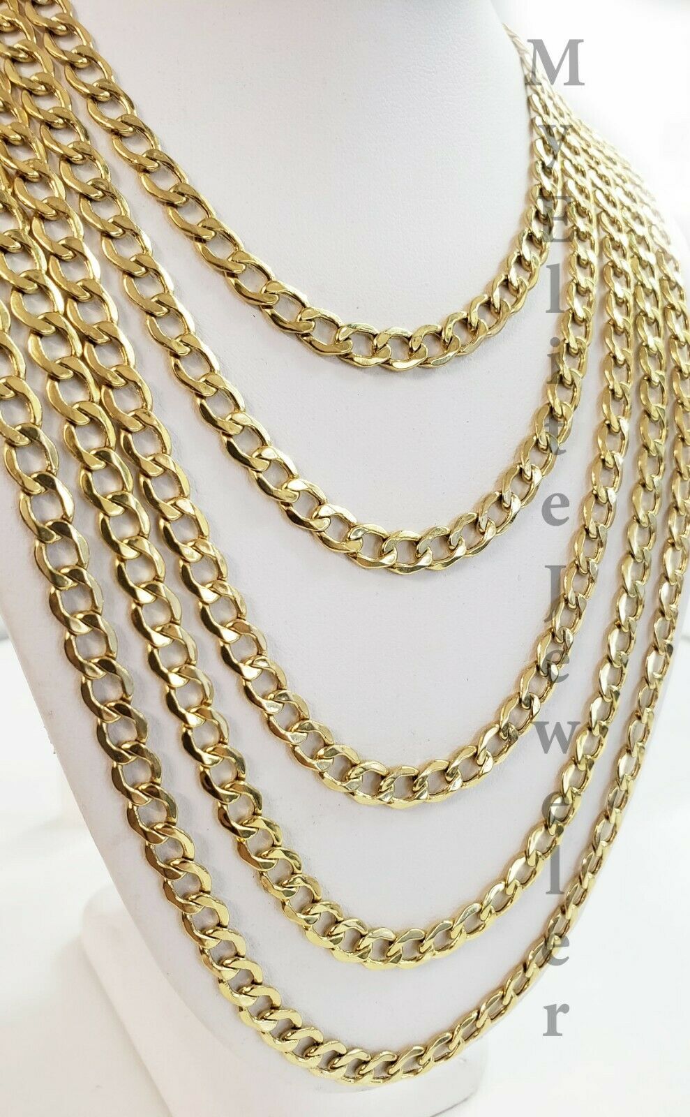 REAL 10k Yellow Gold Necklace 5mm Cuban Curb Link 18" 20" 22 24 26 28 Inch Chain - GoldenlinQ
