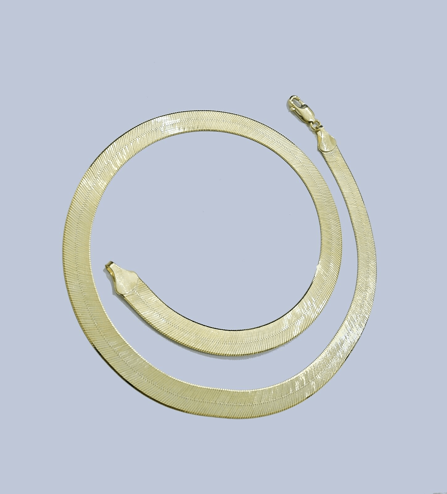 Real 10k Yellow Gold Necklace 8mm Herringbone Chain 18'' inches Unisex - GoldenlinQ