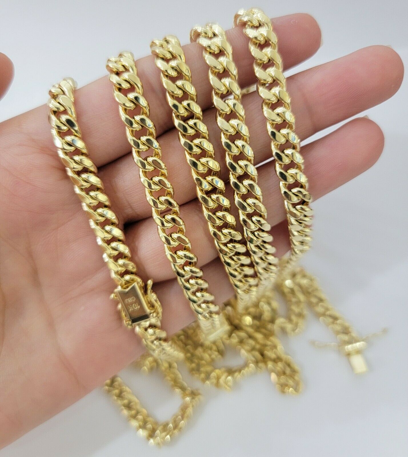 REAL 10k Yellow Gold Necklace Mens Chain Miami Cuban Link 18 Inch - 30" 6mm 7mm 8mm 9mm - GoldenlinQ