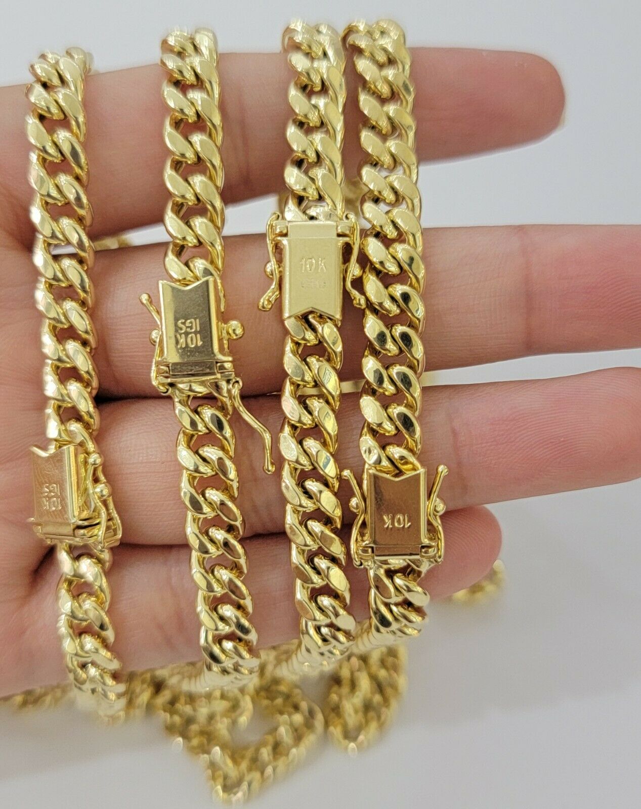 REAL 10k Yellow Gold Necklace Mens Chain Miami Cuban Link 18 Inch - 30" 6mm 7mm 8mm 9mm - GoldenlinQ