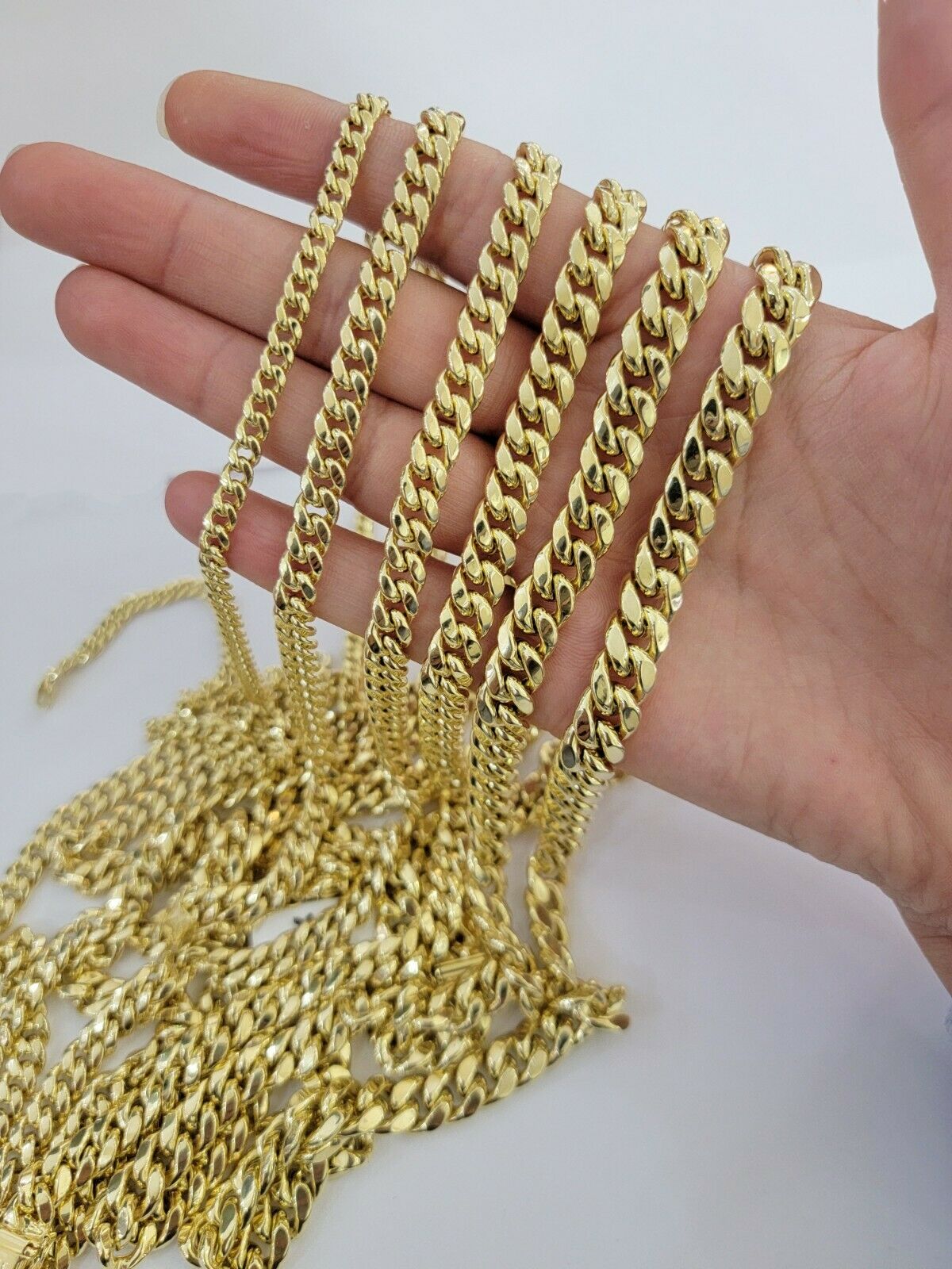 REAL 10k Yellow Gold Necklace Mens Chain Miami Cuban Link 18 Inch - 30" 6mm 7mm 8mm 9mm - GoldenlinQ