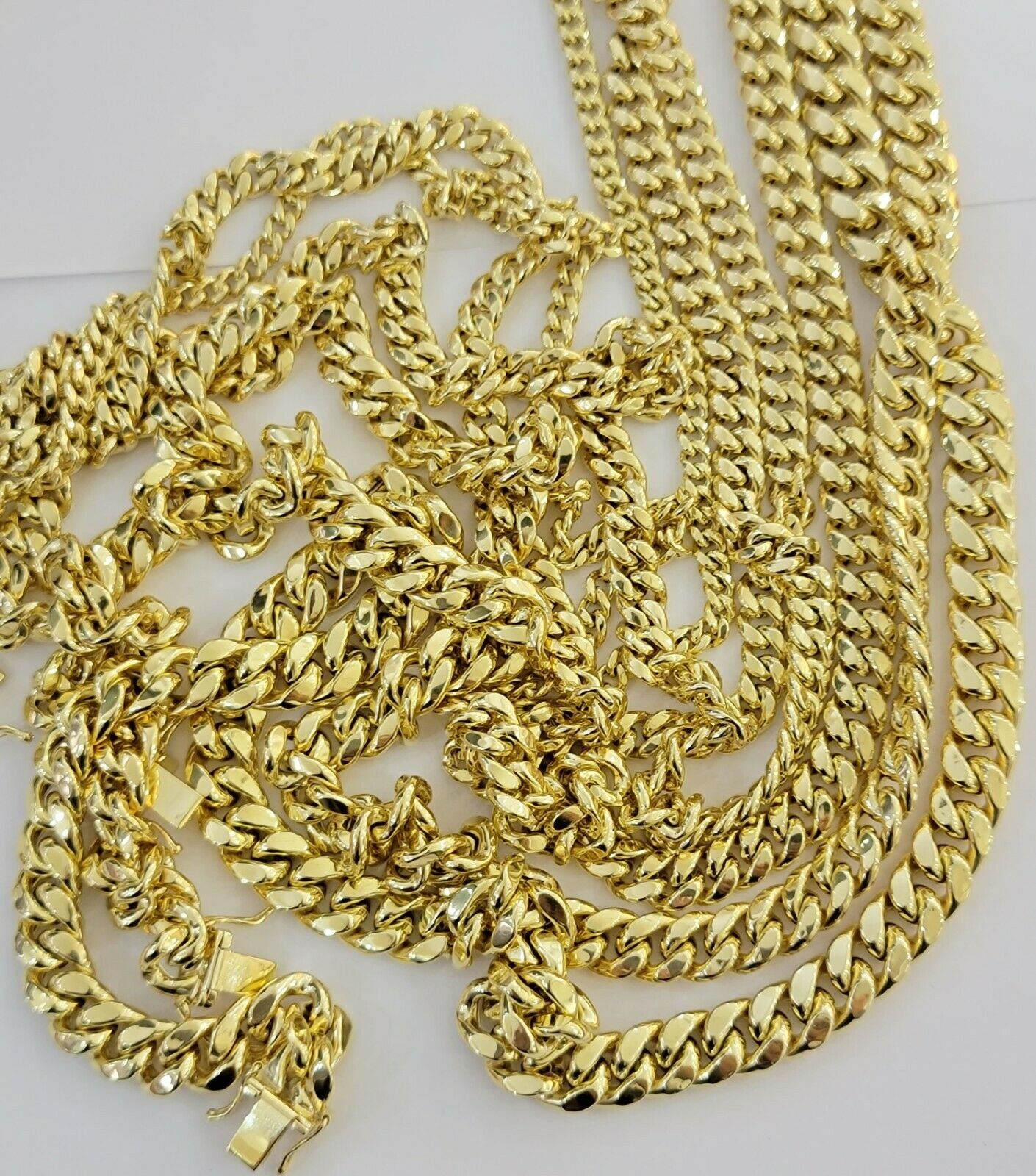 REAL 10k Yellow Gold Necklace Mens Chain Miami Cuban Link 18 Inch - 30" 6mm 7mm 8mm 9mm - GoldenlinQ