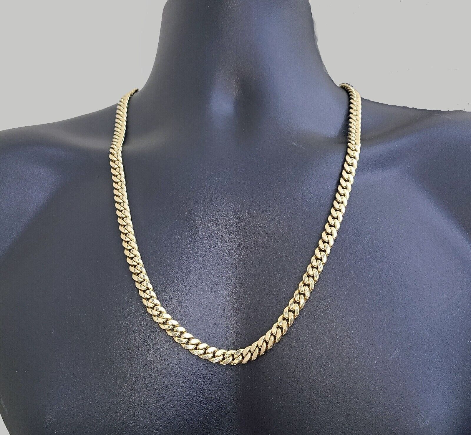 Real 10k Yellow Gold Necklace Miami Cuban Chain 8mm 26" inch 10kt Men's Chain - GoldenlinQ