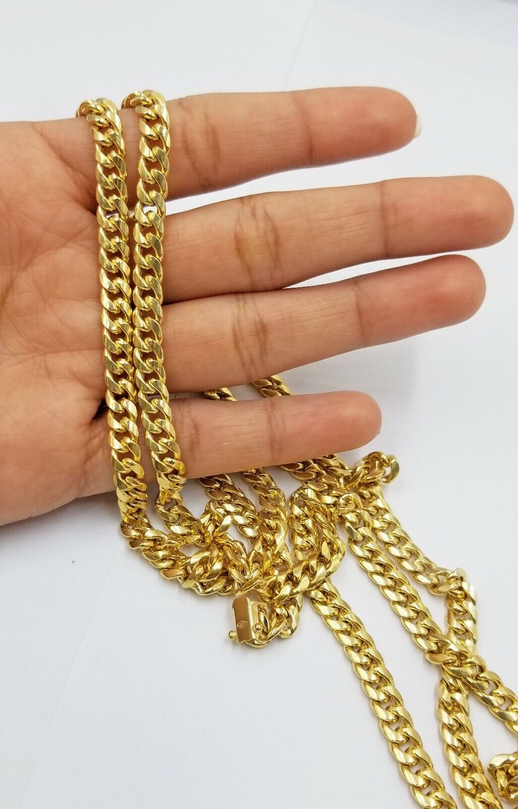 Real 10k Yellow Gold necklace Miami Cuban Link Chain 6mm Mens 10kt 24" Box Lock - GoldenlinQ
