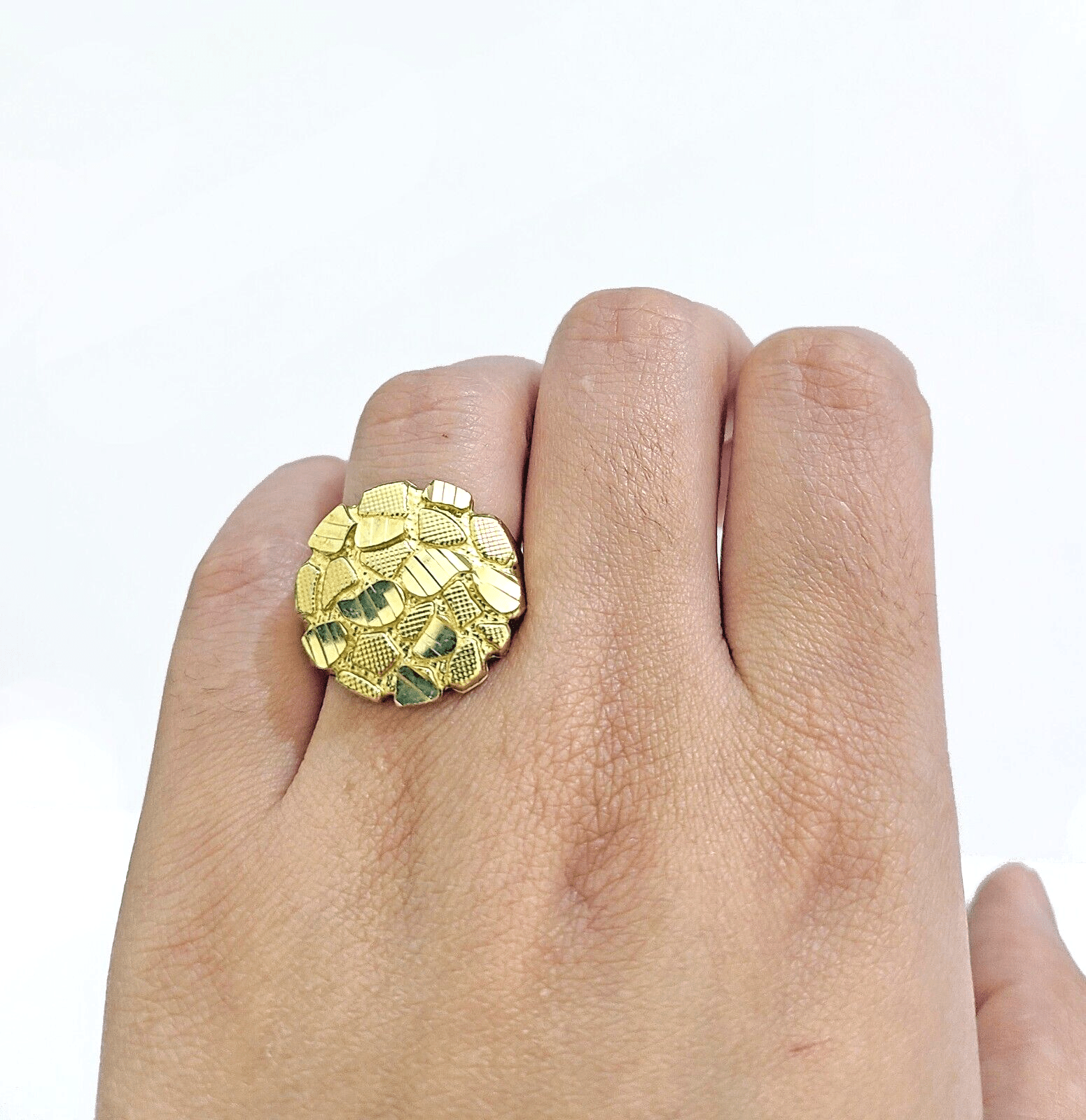 Real 10k Yellow Gold Nugget Ring Band size 10.5 10kt gold - GoldenlinQ