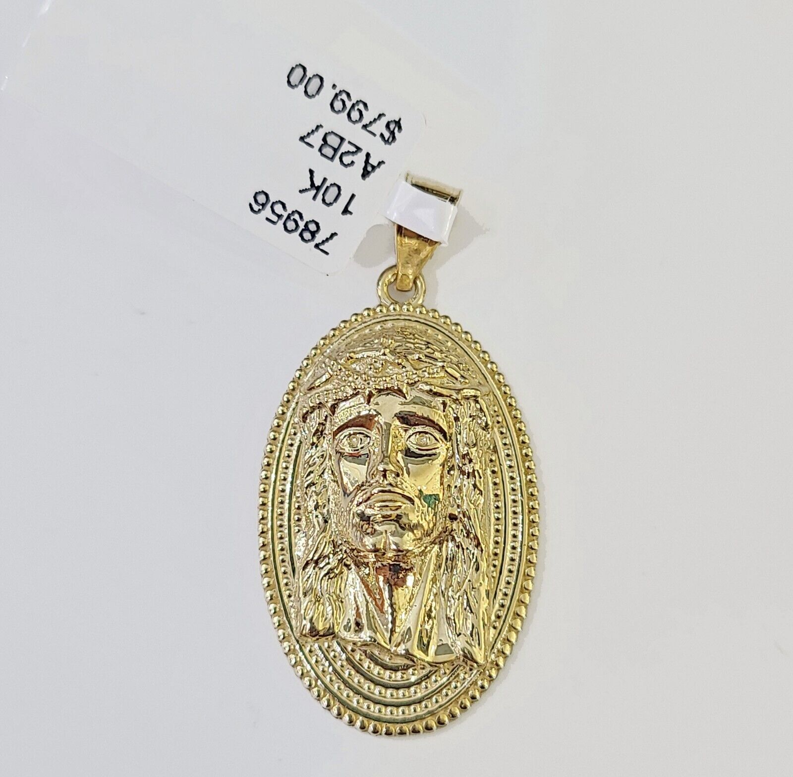 Real 10k Yellow Gold Oval Shaped Jesus Head Pendant 1 - 1.5 inches Charm - GoldenlinQ