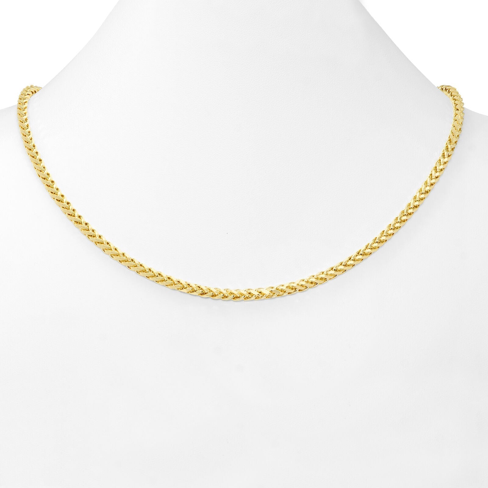 Real 10K Yellow Gold Palm Chain 4mm Necklace 20 - 26'' inch Lobster Lock Hollow - GoldenlinQ
