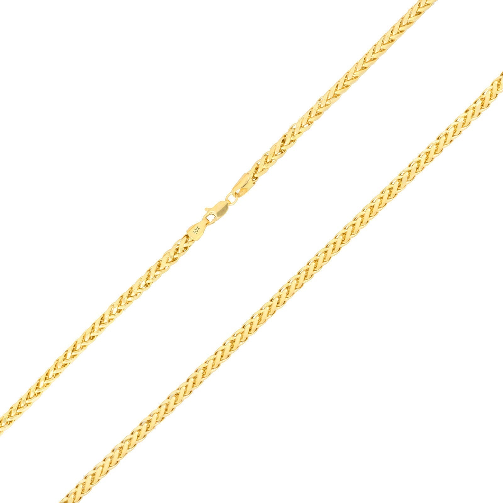 Real 10K Yellow Gold Palm Chain 4mm Necklace 20 - 26'' inch Lobster Lock Hollow - GoldenlinQ