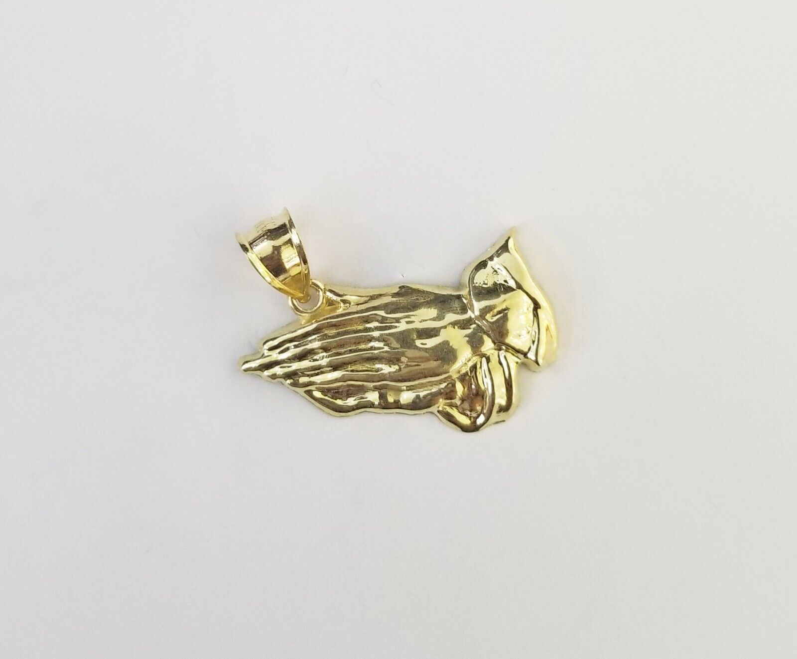Real 10k Yellow Gold Praying Hands Charm Pendant 10kt for Chain Men Women - GoldenlinQ