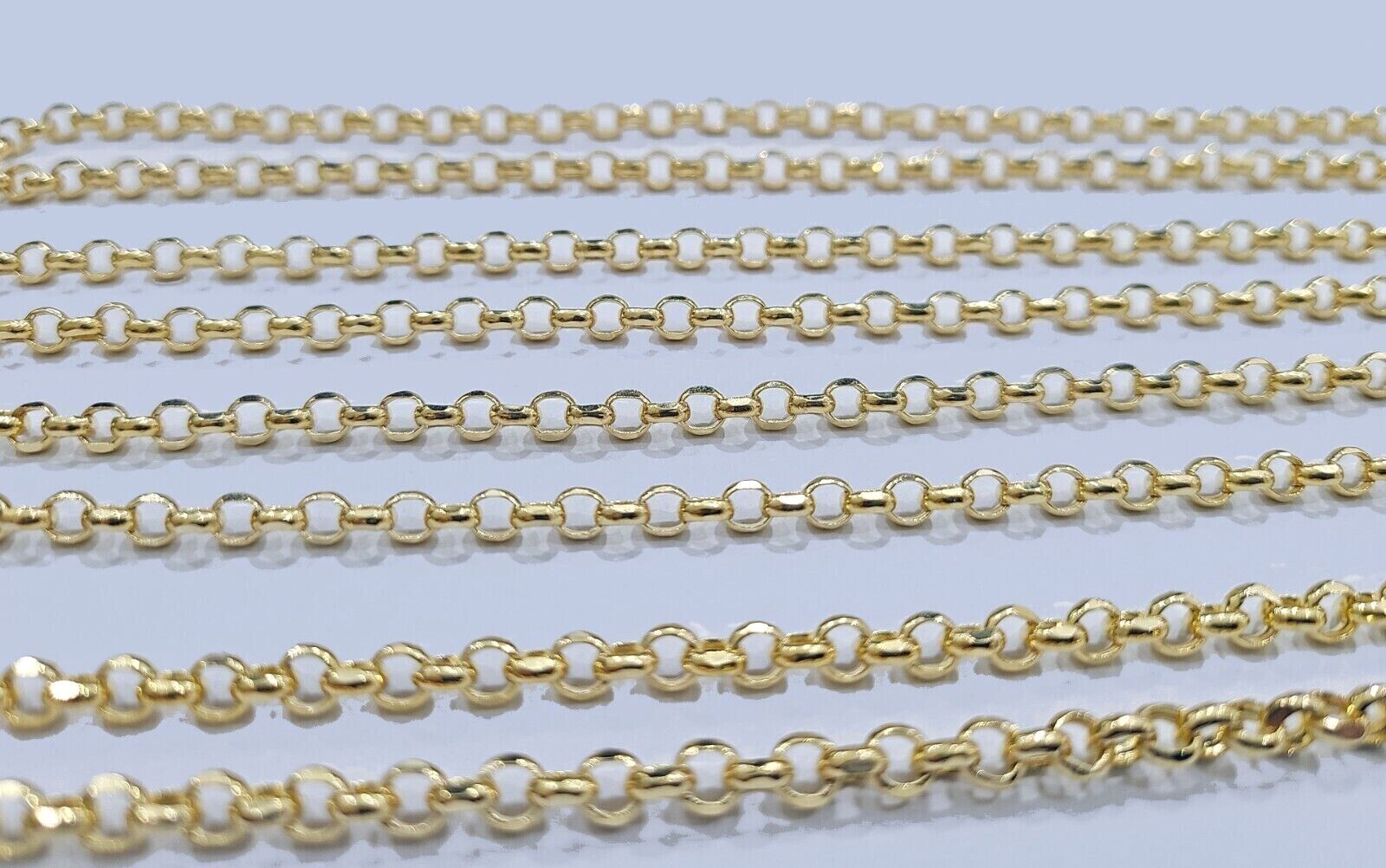 Real 10K Yellow Gold Rolo Link Rope Chain 4mm Necklace Unisex 18 - 26'' inches - GoldenlinQ