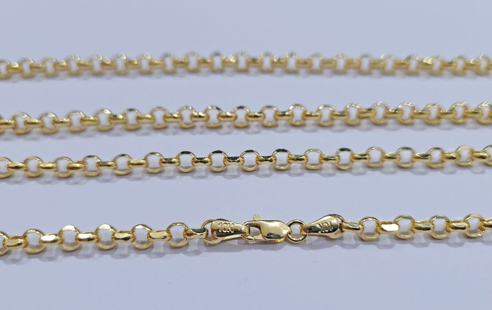 Real 10K Yellow Gold Rolo Link Rope Chain 4mm Necklace Unisex 18 - 26'' inches - GoldenlinQ