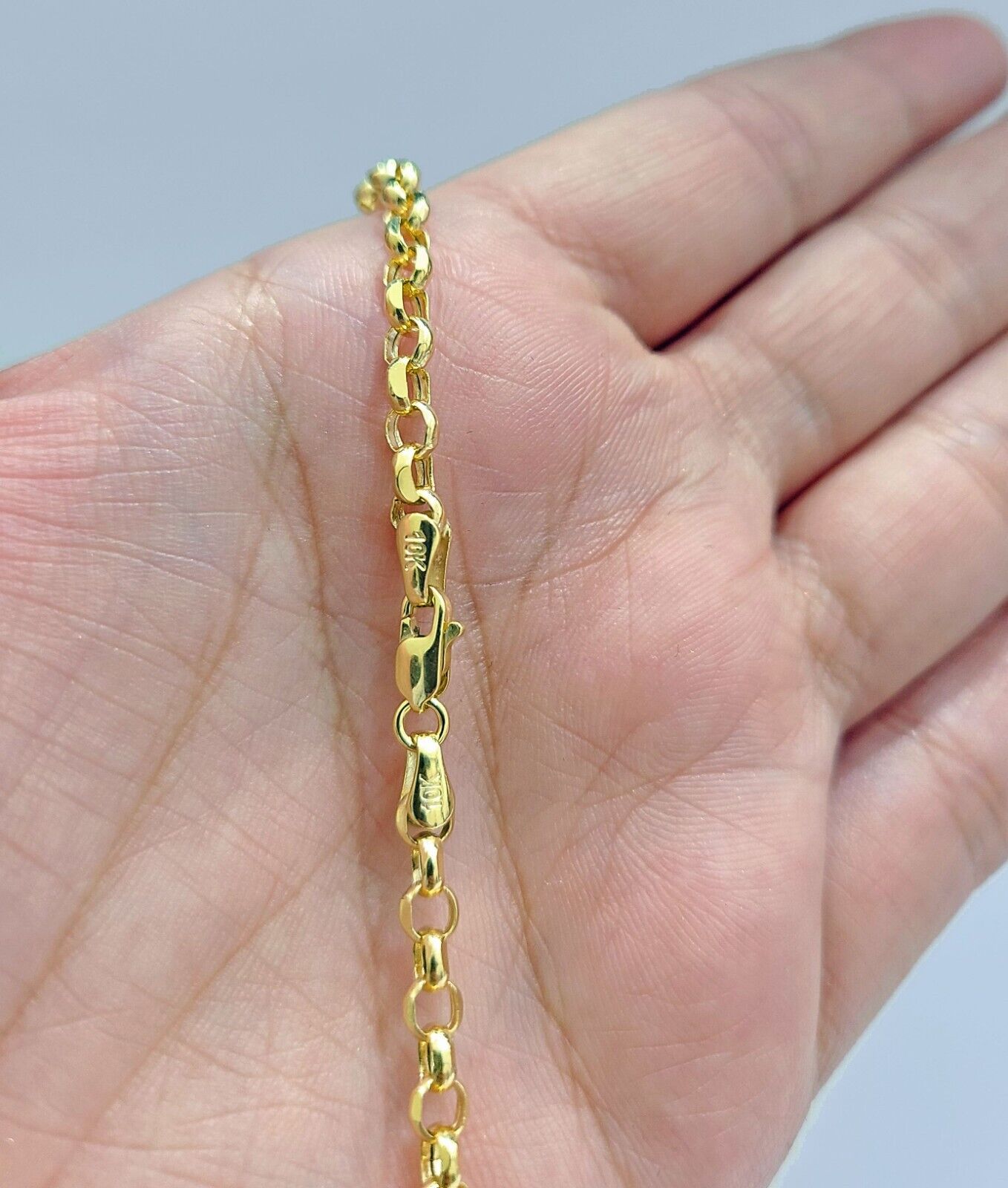 Real 10K Yellow Gold Rolo Link Rope Chain 4mm Necklace Unisex 18 - 26'' inches - GoldenlinQ
