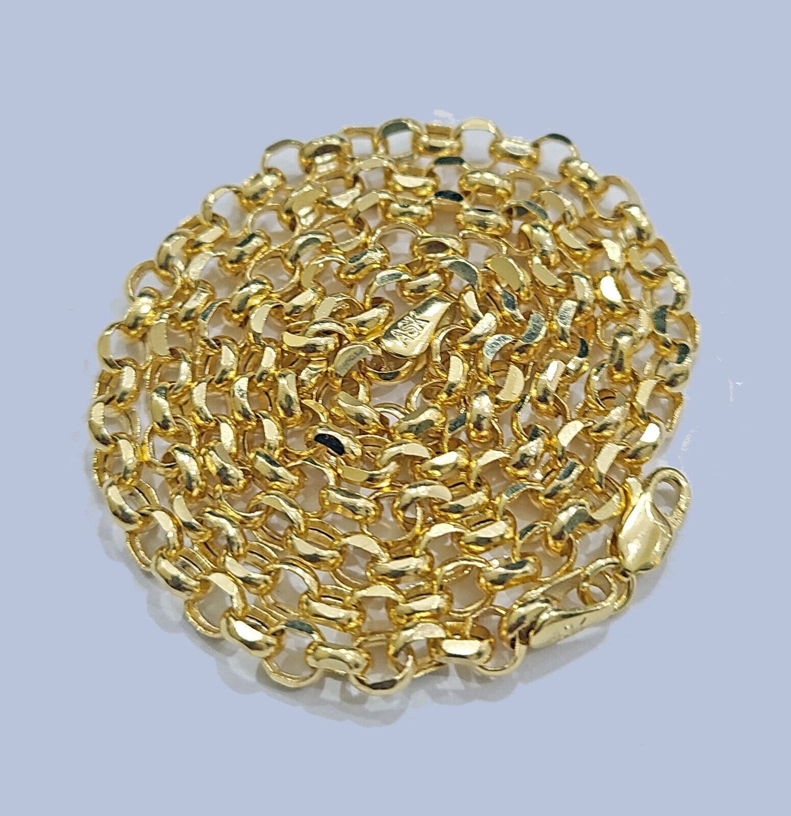 Real 10K Yellow Gold Rolo Link Rope Chain 4mm Necklace Unisex 18 - 26'' inches - GoldenlinQ