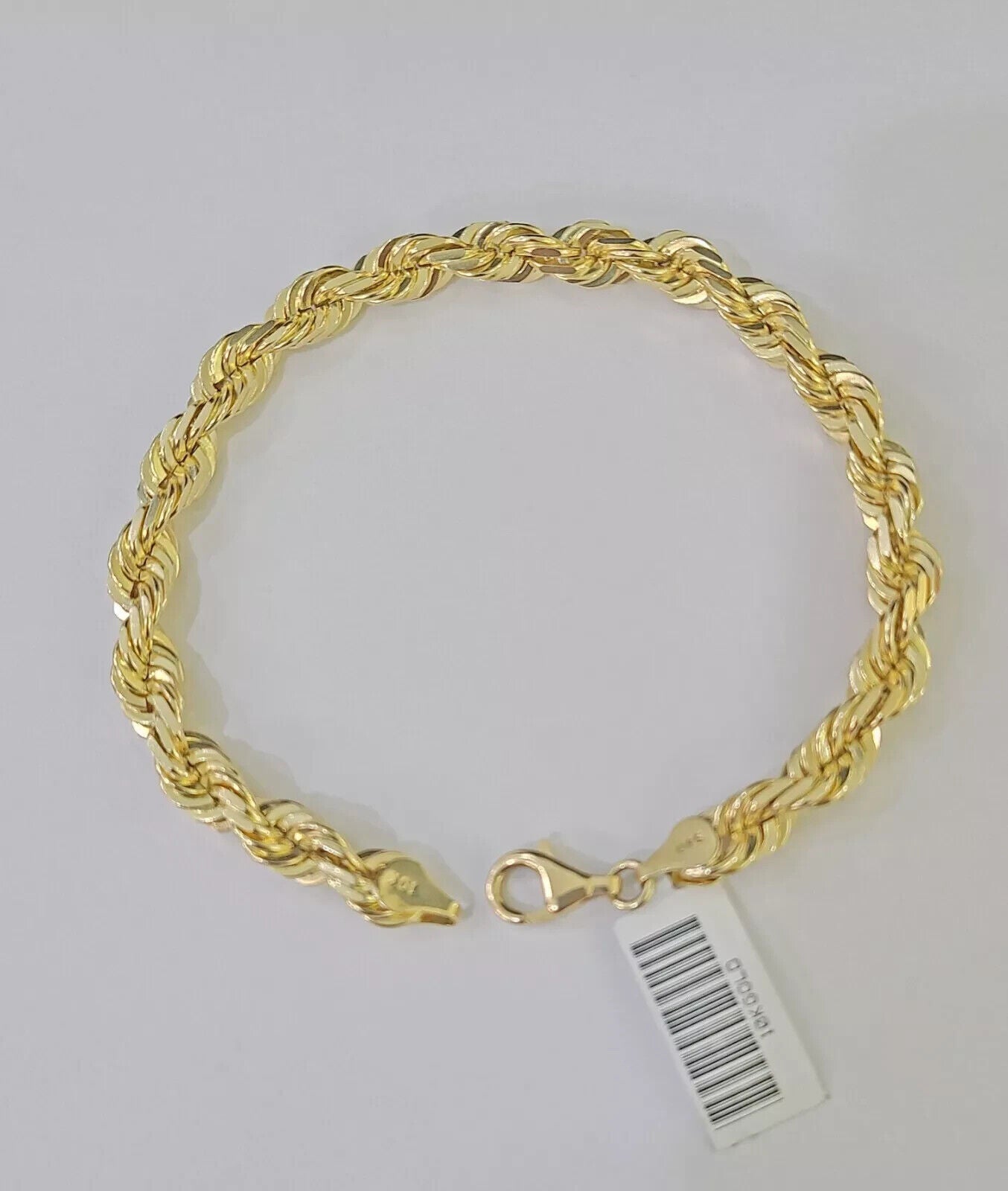 Real 10k Yellow Gold Rope Bracelet 8 Inch 5mm SOLID Diamond Cuts Men Women 10KT - GoldenlinQ
