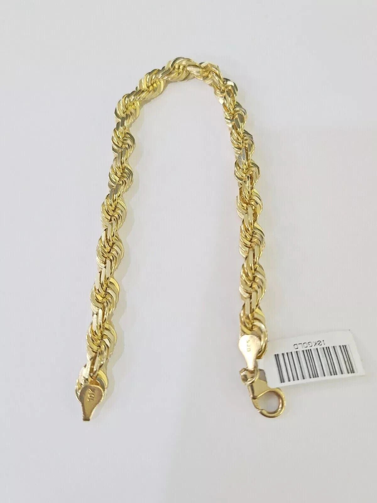 Real 10k Yellow Gold Rope Bracelet 8 Inch 5mm SOLID Diamond Cuts Men Women 10KT - GoldenlinQ