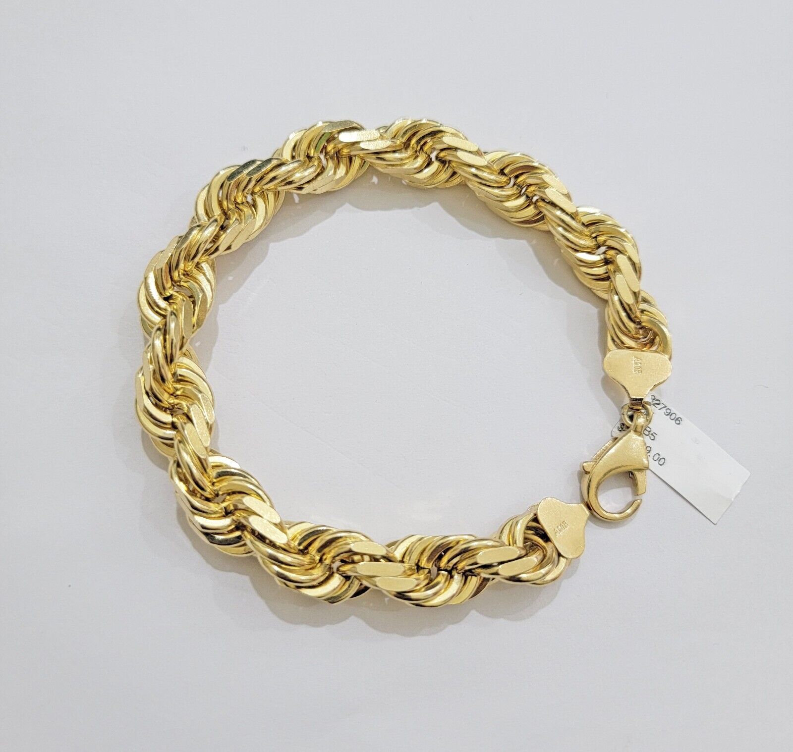 Real 10k Yellow Gold Rope Bracelet 9 Inch Solid Lobster Lock 10kt Mens HEAVY - GoldenlinQ