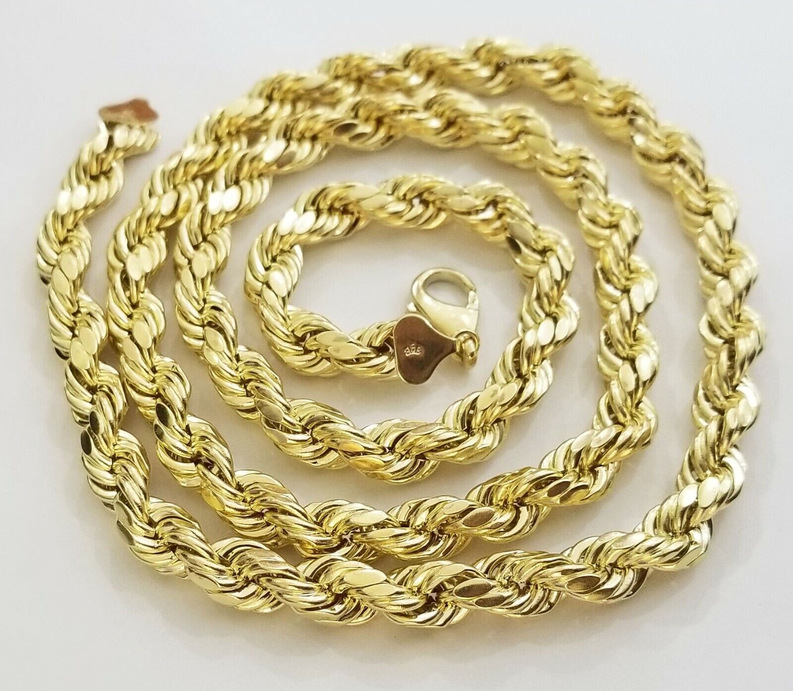 REAL 10k Yellow Gold Rope Chain 10mm 24" Men's thick necklace 10kt diamond cuts - GoldenlinQ