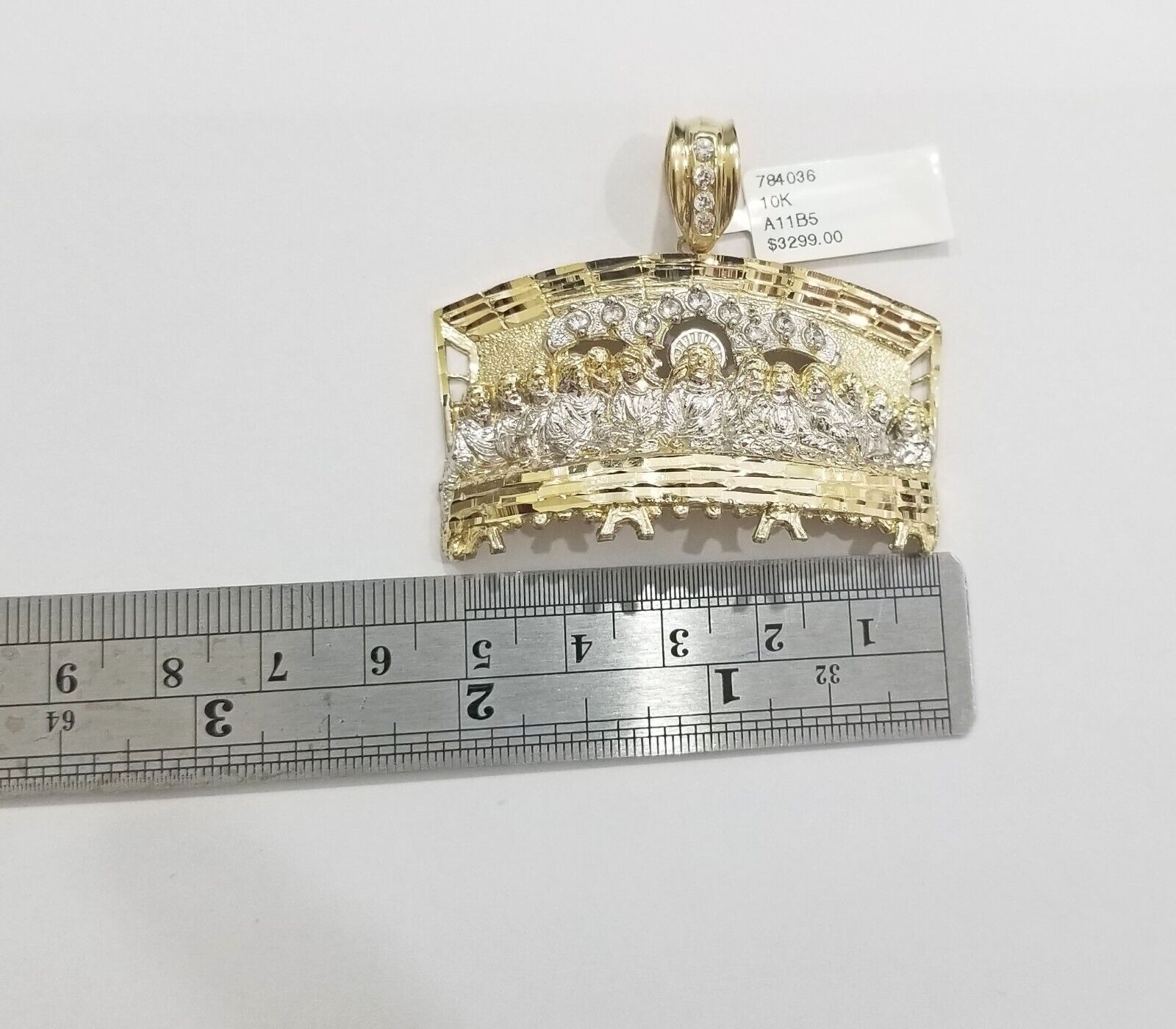 Real 10k Yellow Gold Rope Chain 24" inch Necklace And Charm Last Supper Pendant - GoldenlinQ