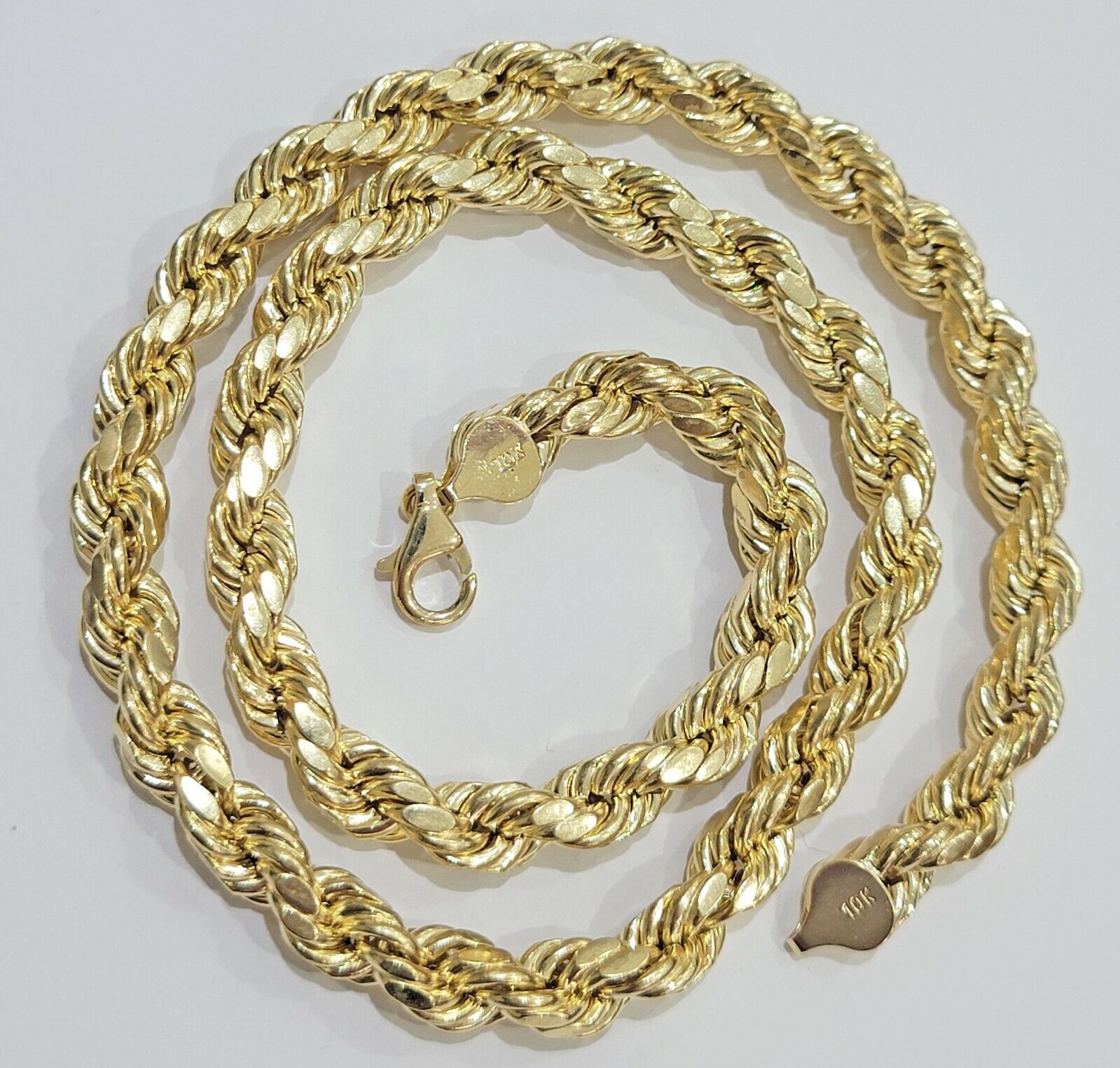 Real 10k Yellow Gold Rope Chain 28" Inch 8mm Thick Men's Necklace 10kt Gold - GoldenlinQ