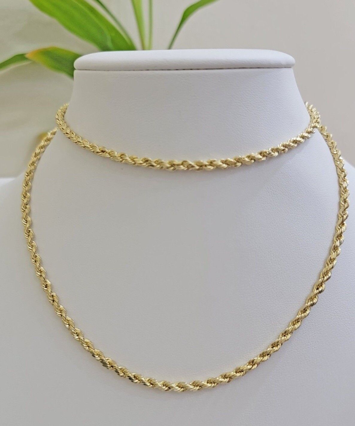 Real 10k Yellow Gold Rope Chain 3mm Necklace 16" - 28 Inch Diamond Cut men Women - GoldenlinQ